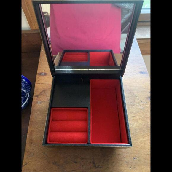 VTG Japan Art Of Chokin Flowers & Bird Black Lacquer Music Jewelry Box Red Inner - Picture 4 of 7